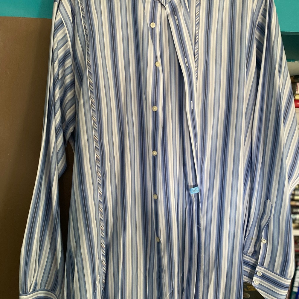 Mens XL Tailorbyrd Shirtmaker & Co multi blue striped long sleeve button down